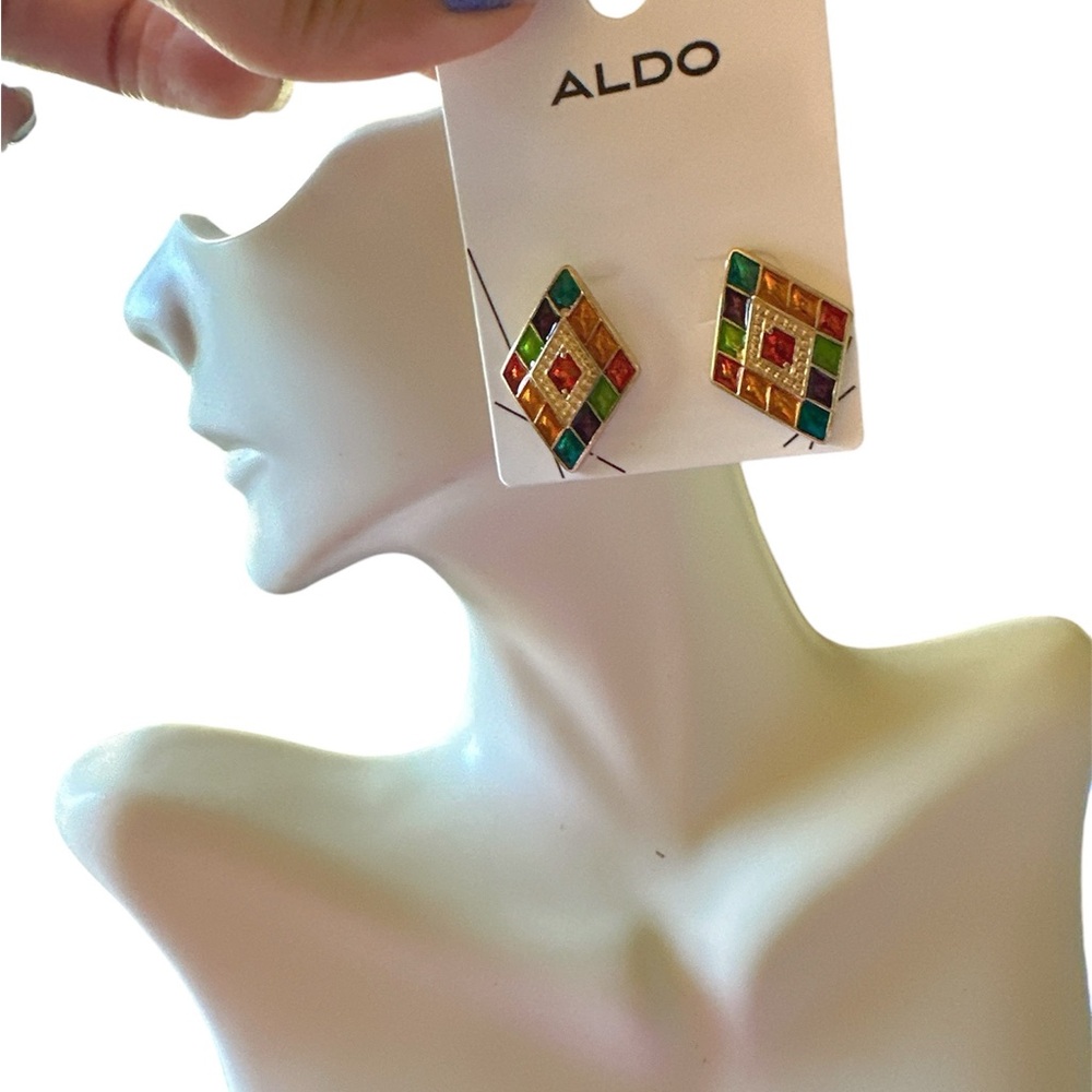 4pcs for $20 in my store ‼️Aldo earrings colorful multicolor diamond shape studs